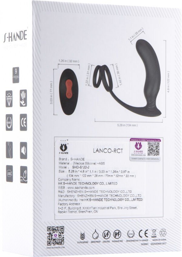 Lanco Prostate Vibrator with remote and rings (black) - Afbeelding 3