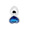 Heart shape Anal Plug small silver - dark blue