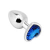 Heart shape Anal Plug small silver - dark blue - Afbeelding 2