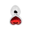 Heart shape Anal Plug small silver - red