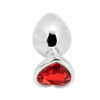 Heart shape Anal Plug medium silver - red