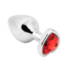 Heart shape Anal Plug medium silver - red - Afbeelding 2