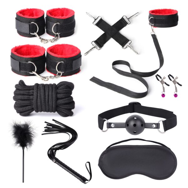 BDSM Set (11pcs) #ListenTight Black/Red