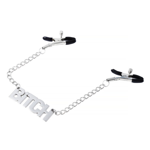 Nipple Clamps with BITCH pendant Silver