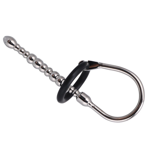 Penis Plug 8mm with Cock Ring Silver