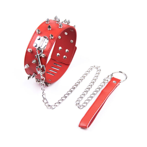 Spike Collar + Leash Red