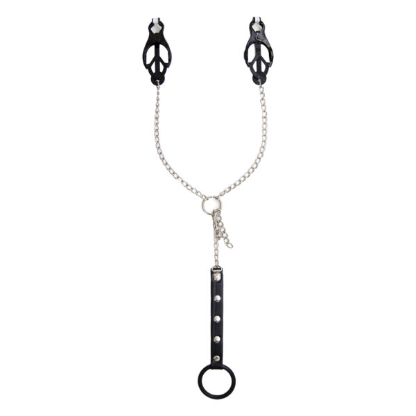 Nipple Clamps / Penis Ring Silver/Black