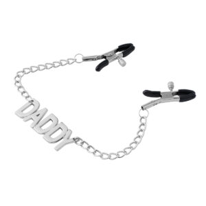 Daddy Nipple Clamps Chain  Silver/Black