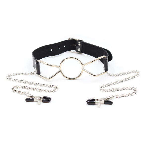Mouth Ring S / Nipple Clamps Silver/Black