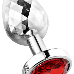 Diamond Facets Anal Plug Silver M Red