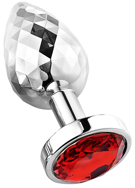 Diamond Facets Anal Plug Silver M Red