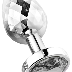 Diamond Facets Anal Plug Silver L Clear