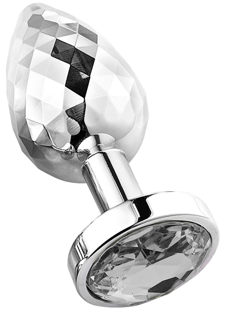 Diamond Facets Anal Plug Silver L Clear