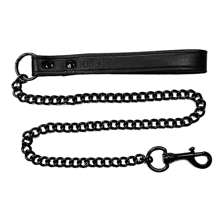 Leather Lead with black Chain Black