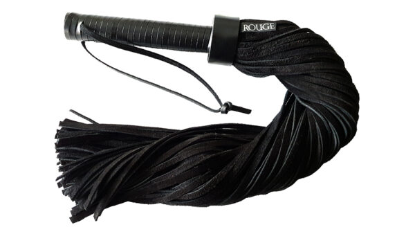 Long Suede Flogger Leather Handle Black