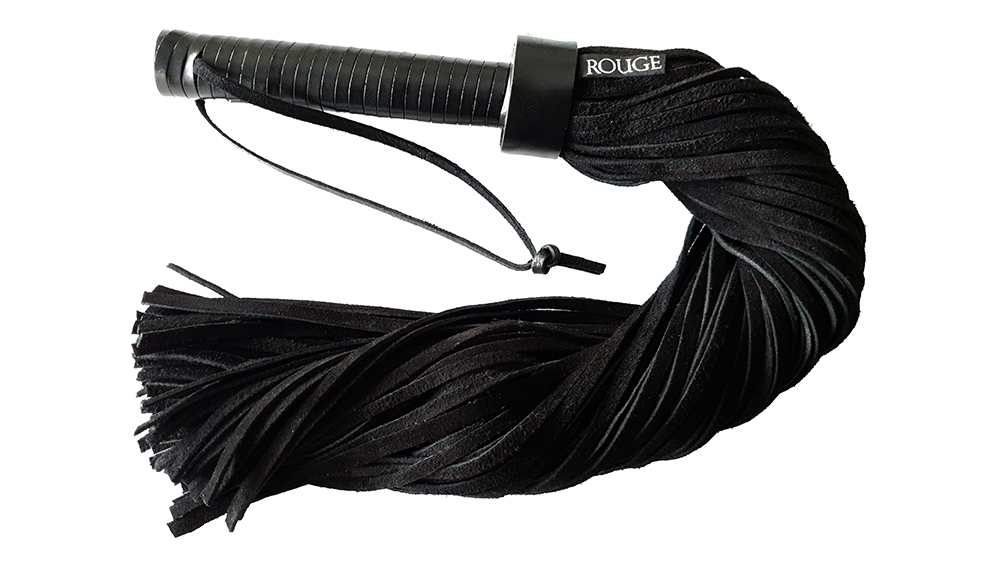 Long Suede Flogger Leather Handle Black