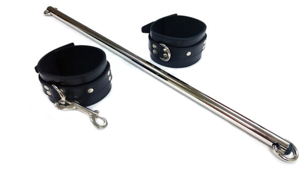 Leg Spreader Bar (Adj.) with Leather Cuffs Black