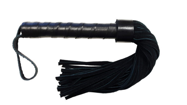 Leather Handle Short Suede Flogger  Black