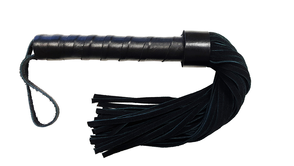 Leather Handle Short Suede Flogger  Black
