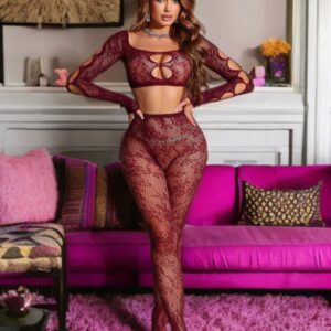Top with Pantyhose S/L - Wine Red