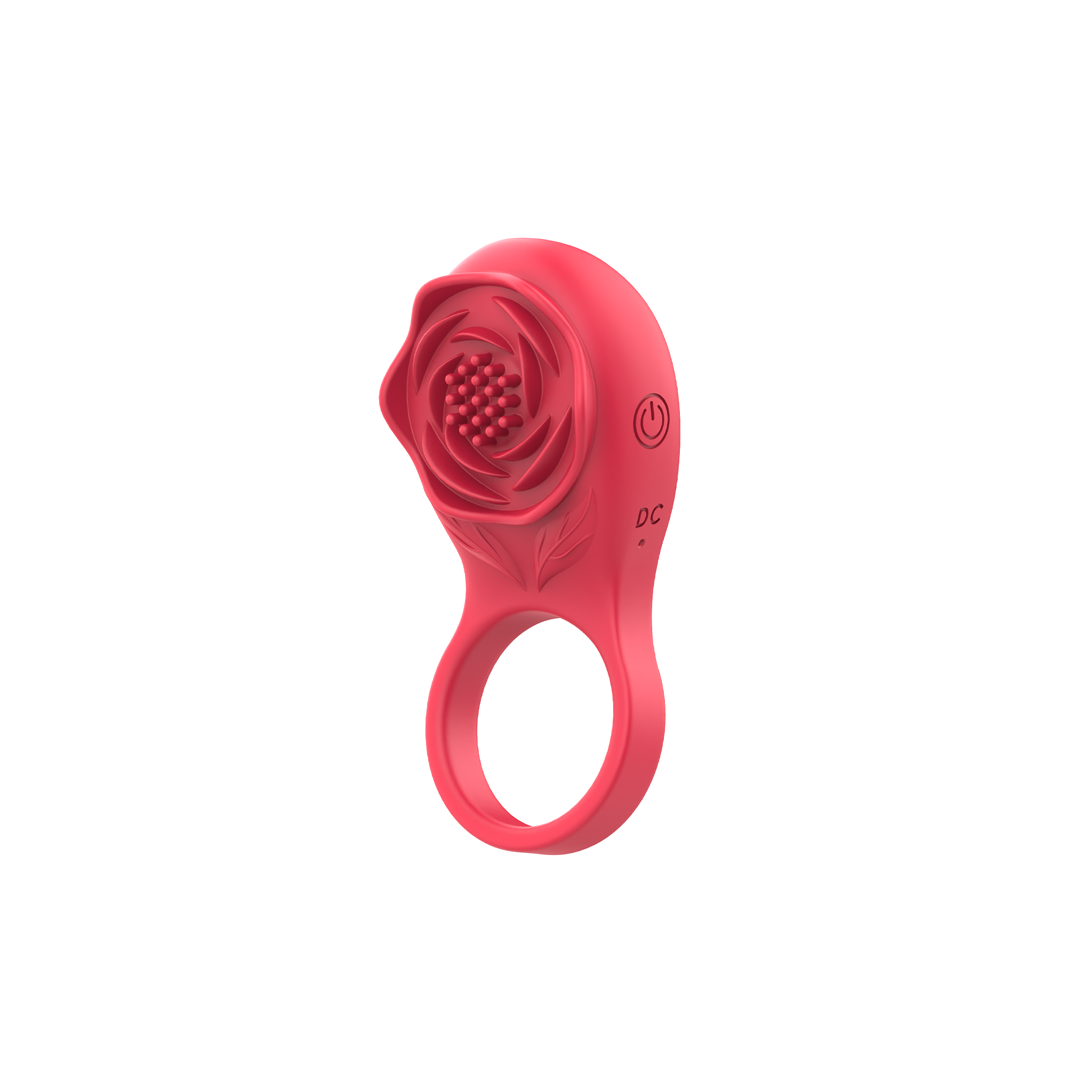 Rose Shape Vibrating Cock Ring Red