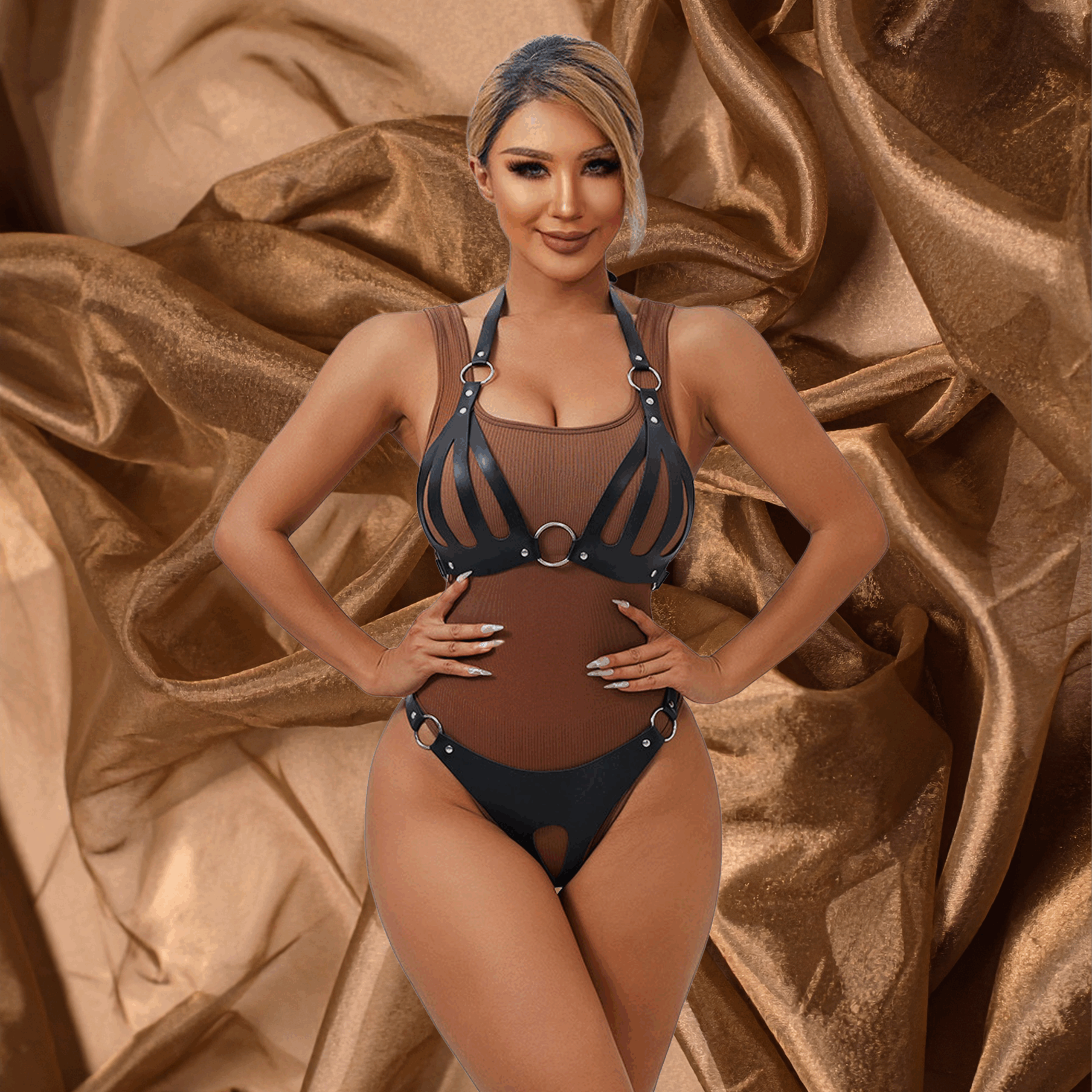 Strap Bra and Shorts S/L Black