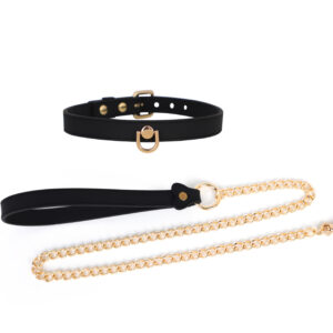Silicone Collar with Leash and Chains Black