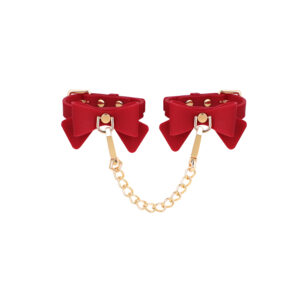 Silicone Hand Restaints with Bow and Chains Red