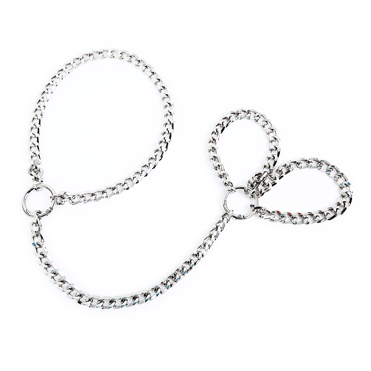 Chain Collar with Hand Cuffs Silver