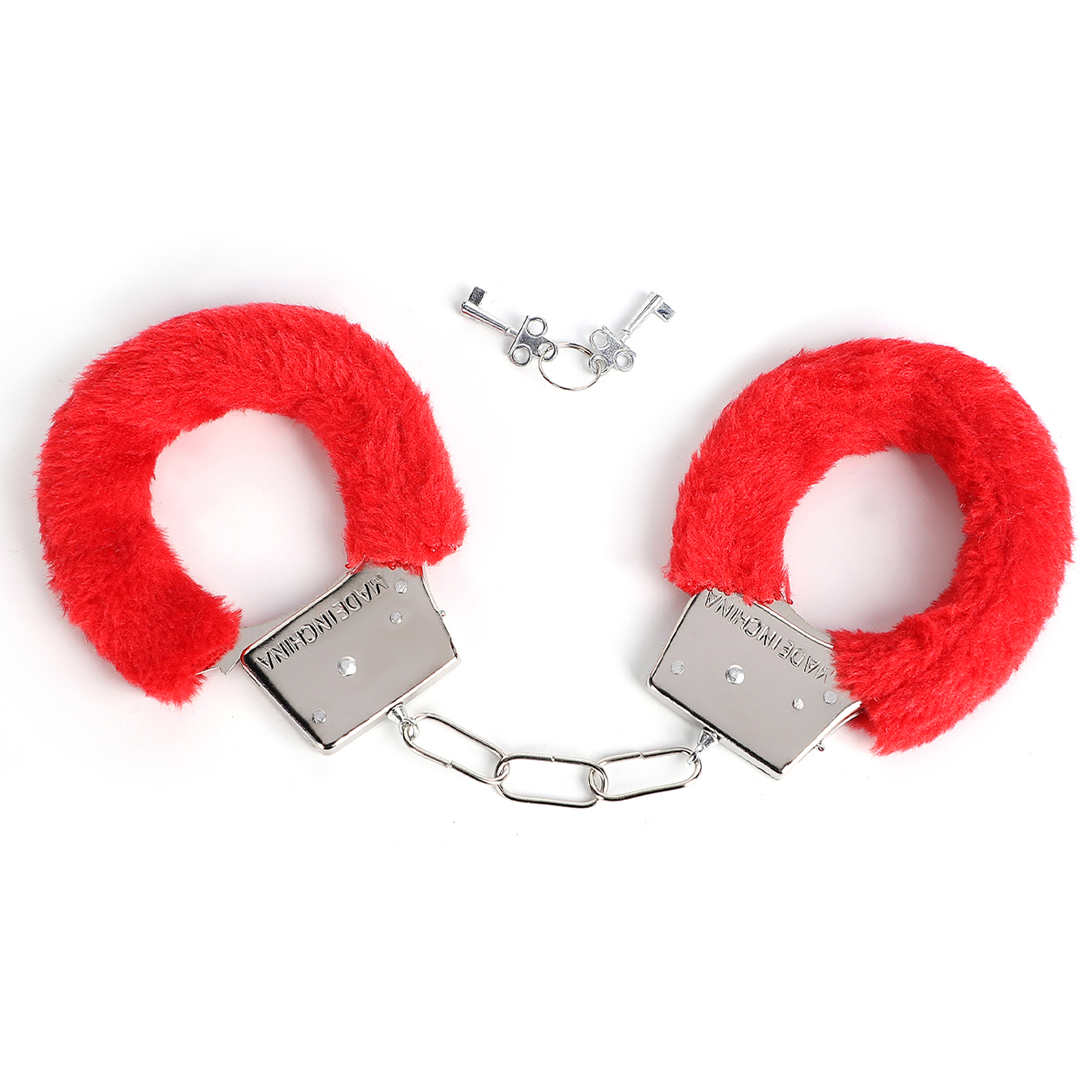 Fluffy Metal Handcuffs Red
